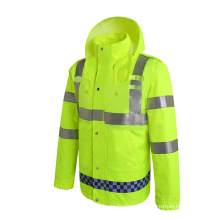 Waterproof long raincoat men rain coat reflective work safety raincoat for traffic police